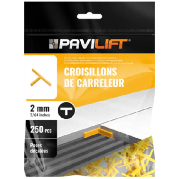 SACHET 250 CROISILLONS JAUNE 2MM EN T